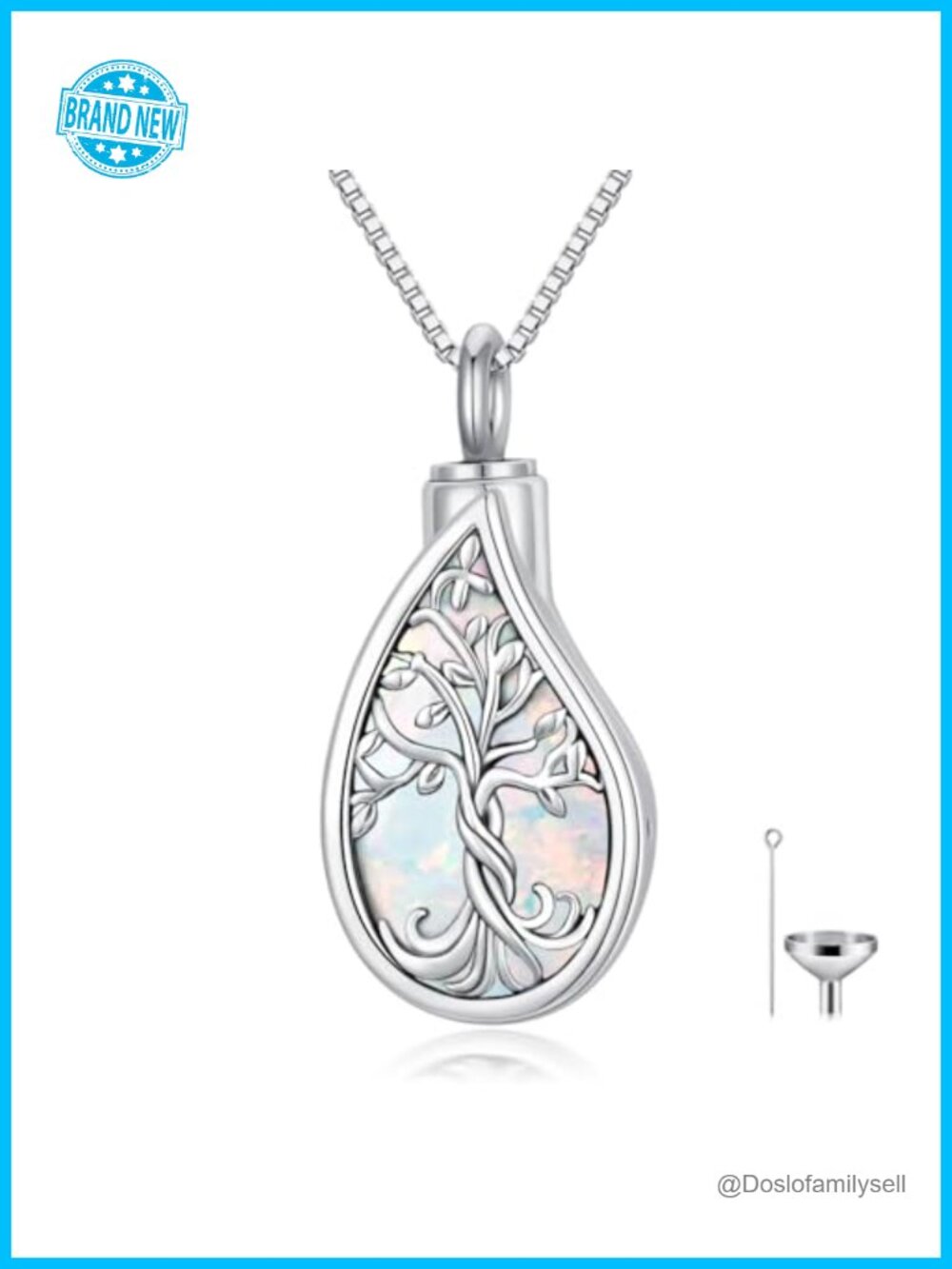 925 Sterling Silver Tree of Life Urn Necklace Teardrop Cremation Jewelry